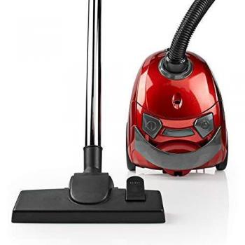 Aspiradora Nedis con Bolsa 700 W, Capacidad de Polvo 1.5 L, Cepillo Combi, Radio de Acción 7 m, Filtro Hepa, Color Rojo/Antracita