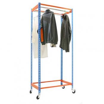 Estantería Simonclothing Single Mob. 2/259050 Azul/Naranj con ruedas para prendas colgadas, modelo Simon Rack