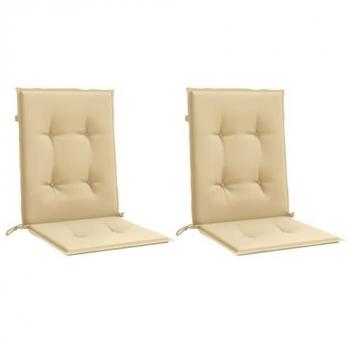 Cojines silla respaldo bajo 2 ud tela beige melange 100x50x4 cm