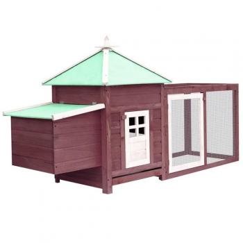vidaXL Chicken Coop with Nest Box Mocha 190x72x102 cm Solid Firwood