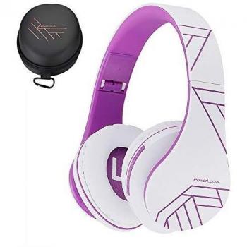 PowerLocus P2 – Auriculares Bluetooth inalambricos de Diadema Cascos Plegables, Casco Bluetooth con Sonido Estéreo Micro SD/TF, FM con micrófono y Audio Cable para Movil, PC, Tablet - Violeta
