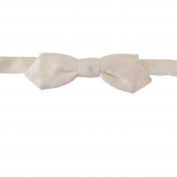 Dolce & Gabbana White 100% Silk Slim Adjustable Neck Papillon Tie
