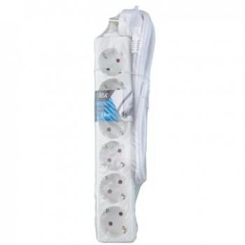 Base de 6 Tomas TTL Blanca con Cable de 1.5 Metros