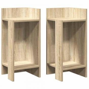 Mesas Auxiliares con Estante de Roble Sonoma - 2 Unidades - 25,5x27x60 cm