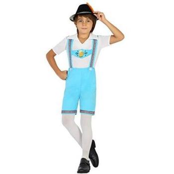 Disfraz Alemán Bavarois para Niños de 10 a 12 Años, Color Azul y Amarillo