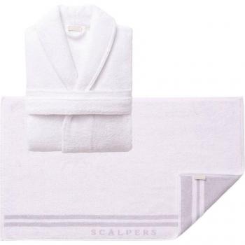 Set de albornoz L-XL y S-M 100% algodón blanco + Alfombrilla de baño 50x80 cm Scalpers Home