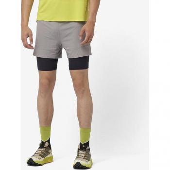 Salomon - Short de hombre Sense Aero 2in1, Pantalón running para hombre en color gris, talla XL