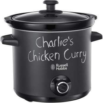 Olla de Cocción Lenta Eléctrica Russell Hobbs 3.5L Pizarra Negra - Cocina hasta 4 porciones, 3 configuraciones de calor, fácil limpieza, tapa de vidrio, ahorro energético, 200