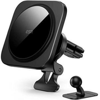ESR HaloLock Soporte teléfono para Coche MagSafe, Compatible con iPhone 13/13 Pro/13 mini/13 Pro Max/12/12 Pro/12 mini/12 Pro MAX, Soporte para Salpicadero/Rejilla ventilación,No Admite Carga.Negro
