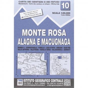 Mapa excursionista y topográfico 10 Monte Rosa - Alagna e Macugnaga 1:50.000 - Carta de senderos y refugios