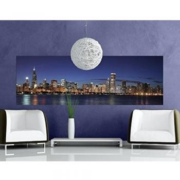 Apalis Cuadro de Lienzo no.525 Chicago Skyline by Night 120x40cm, Dimensions:40cm x 120cm x 4cm