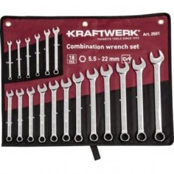 Juego de llaves combinadas KRAFTWERK KRA 3501-57R, Combi, 18 piezas, tamaños de 5.5 a 22 mm