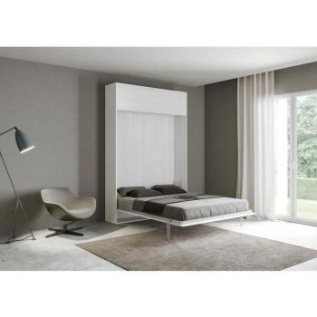 Cama abatible 120 Kentaro Fresno Blanco con Mueble Alto en Popa