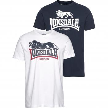 Lonsdale Loscoe Short Sleeve T-Shirt 2-Pack for Men, Available in Blue and White, Size 3XL