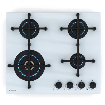 Klarstein Illuminosa 4 Cocina de Gas 4 Fuegos Sabaf Cerámica Vidrio Templado con Encendido Eléctrico y Seguridad Anti-Flama