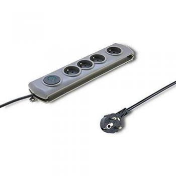 Regleta Antipérdida Qoltec Quick Switch | 4 Enchufes | 2,5m | Gris