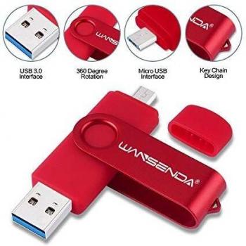 WANSENDA Memoria USB 3.0 Pendrive 64GB Flash Drive Dual Drive OTG Memoria Stick 256GB 128GB 64GB 32GB 16GB Pen Drive Almacenamiento Externo para Dispositivos Android/PC/Tablet