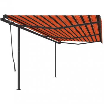 Toldo retráctil manual con luz LED naranja y marrón 6x3,5 m