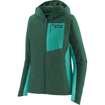 Forro polar con capucha Patagonia R1 CrossStrata verde oscuro mujer - XS