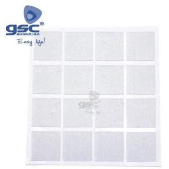 Set de 16 fieltros adhesivos cuadrados de 16x20mm en color blanco GSC 003802765 - Fácil de Usar