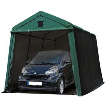 Carpa garaje TOOLPORT 2,4x3,6 m PVC 500 verde oscuro (8006) - Garaje portátil de alta resistencia, cobertizo compacto de almacenamiento, refugio 100%