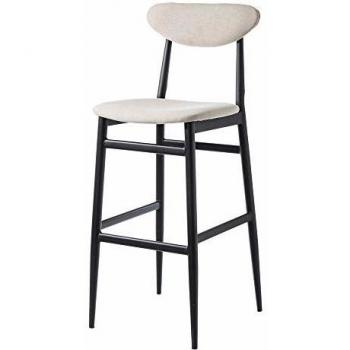 Taburete alto con respaldo de metal beige vintage para cocina France - LOLAhome