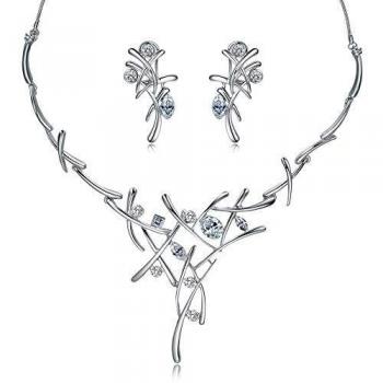 Viennois - Conjunto de joyería de Oro Rosa, Collar con Cruz y Pendientes para Mujer