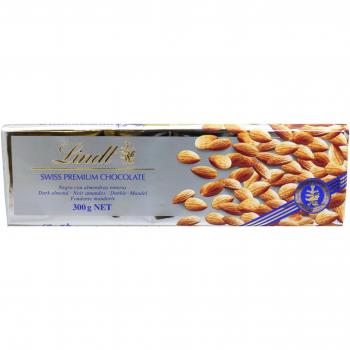 Lindt Tableta de Chocolate Negro con Almendras Enteras - 5 Paquetes de 300 gr - Total: 1500 gr