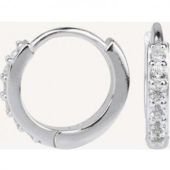 Pendientes de aro Trendy de plata articulados con circonitas
