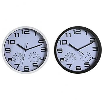 Reloj de Pared DKD Home Decor 25,5 x 4 x 25,5 cm Negro Blanco Poliestireno (2 Unidades)