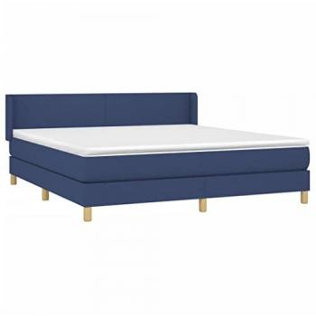 Cama Box Spring con Colchón de Tela Azul 160x200 cm