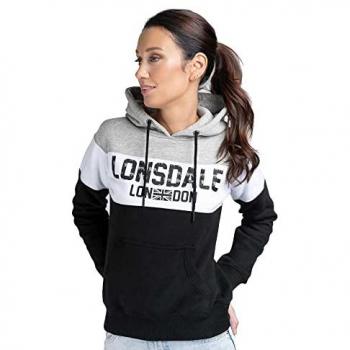 Sudadera con Capucha Lonsdale PENBRYN Negra y Gris XS Mujer
