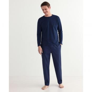 Pijama de hombre Roberto Verino de algodón con pantalón jacquard marino