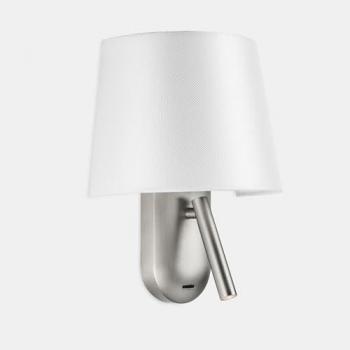 Aplique de Pared con Luz de Lectura Screen Aluminio y Plástico Blanco, Níquel, 2 Bombillas, 30.3 cm, IP20, LED 2.2W 2700K