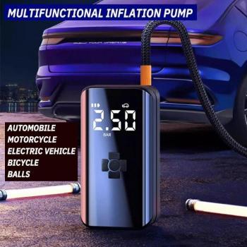 Bomba de Aire Inalámbrica 150 PSI para Automóviles, Inflador Portátil de Neumáticos, Bomba de Alta Potencia con Doble Turbo y Reducción de Ruido, Motor Alemán
