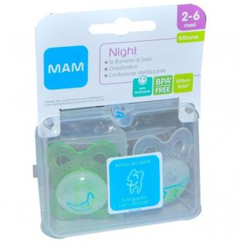 Chupete MAM Night Silicona Neutro 2-6M 2uds