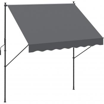 Toldo Manual Retráctil Outsunny 200x170x200-290 cm Gris