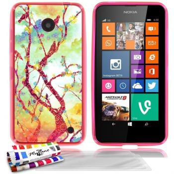Carcasa Flexible Ultra-Slim NOKIA LUMIA 635 de exclusivo motivo [Poesie liberty] [Rosa] de MUZZANO  + 3 Pelliculas de Pantalla UltraClear + ESTILETE y PAÑO MUZZANO REGALADOS - La Protección Antigolpes ULTIMA, ELEGANTE Y DURADERA para su NOKIA LUMIA 63