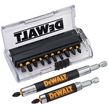 DeWalt DT70512T-QZ Set de Atornillado de Impacto Torsión Extrema con 14 Piezas y 2 Guías Telescópicas Magnéticas - Amarillo/Negro