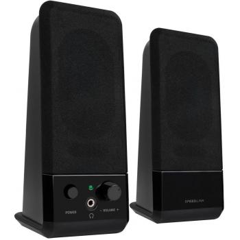 Speedlink Event SL-8004-BK Stereo Speakers, 2-Piece Desktop Set, USB 2.0 Powered, Slimline Design, 3.5mm Jack Plug, 5W RMS Output Power for PC and Laptop - Black