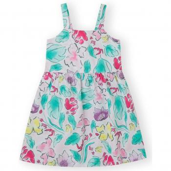 Vestido estampado de tirantes con abertura en la espalda para niña