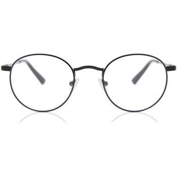 Gafas Recetadas Ovaladas con Armazón Completo de Metal Negros para Hombre - Gafas Anti-Azules - SmartBuy Collection
