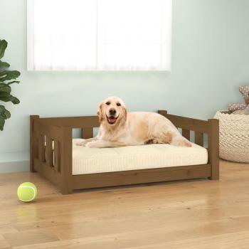 Honey Brown Solid Wood Pine Dog Bed 75.5x55.5x28 cm