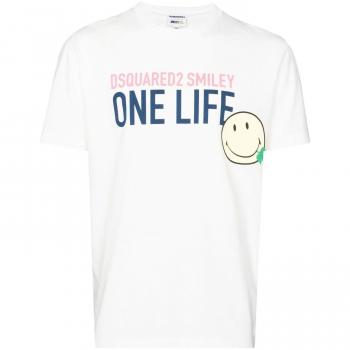 Dsquared2 Men's Cotton Crew-Neck T-Shirt in White, Size Small, S78GD0052S24307, Color 100