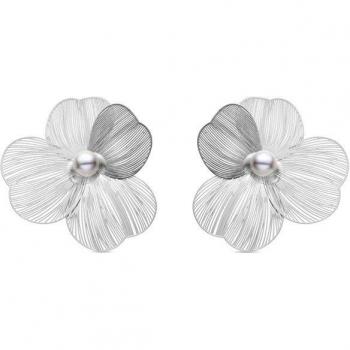 Pendientes Luxenter de Perla Blanca acabados en rodio - Leina