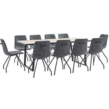 vidaXL Juego de Comedor 11 Piezas Cuero Sintético Mobiliario Decoración Interior Casa Hogar Robusto Duradero Resistente Funcional Práctico Útil Negro