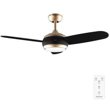 Ventilador de Techo con Luz EnergySilence Aero 4265 GoldBlack Cecotec, 65W, Diámetro 42”, luz LED de 18W, Mando a distancia, Temporizador programable, 3 Vel