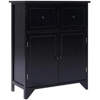 vidaXL Armario Auxiliar de Madera de Paulownia Aparador Casa Mobiliario Hogar Decoración Organización Almacenamiento Resistente Negro 60x30x75cm