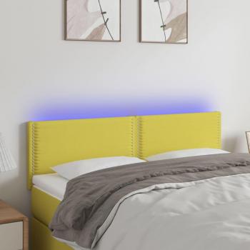 Cabecero LED de tela verde 144x5x78/88 cm Vidaxl