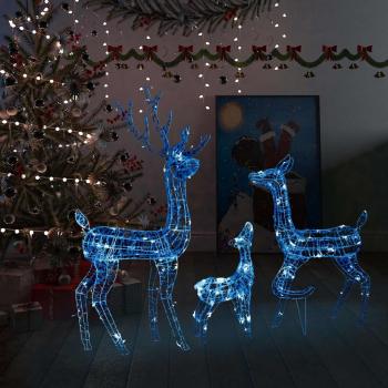 Familia de renos de Navidad acrílico 300 LEDs azules vidaXL